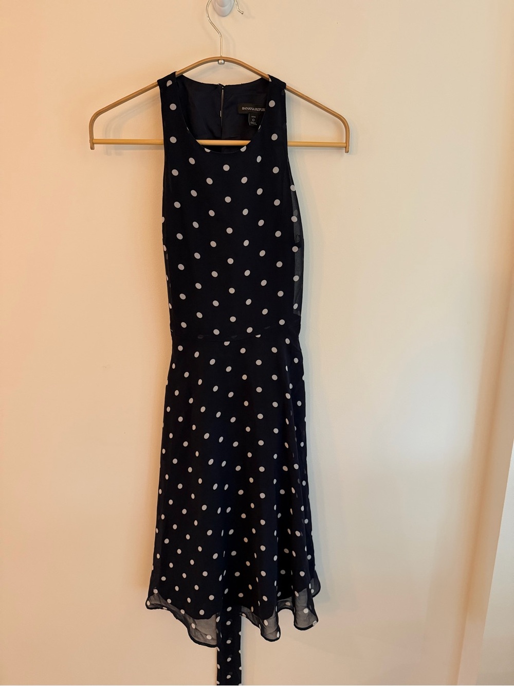 Banana Republic Navy and White Polka Dot Midi Dress